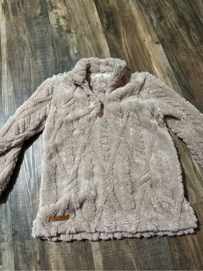 Kids Plush Quarter-Zip Hoodie - Taupe